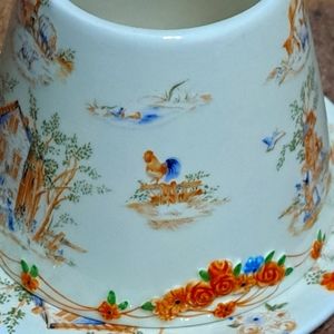 YANKEE CANDLE FARM HOUSE PATTERN CANDLE TOPPER AND PLATE (See notes)